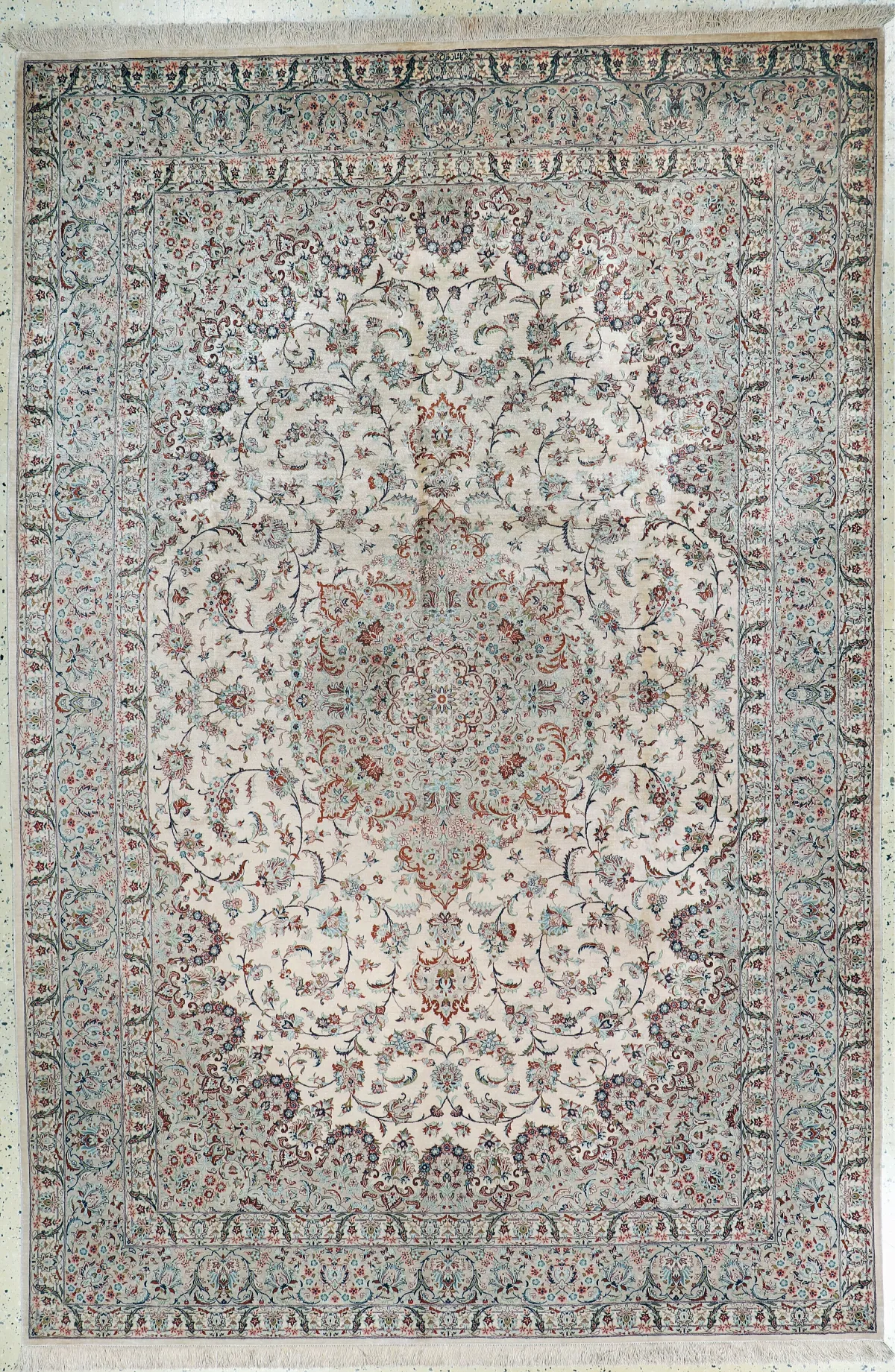 Keschan silk fine Persia, signed "Fallah", late 20th c., pure natural silk, approx. 300 x