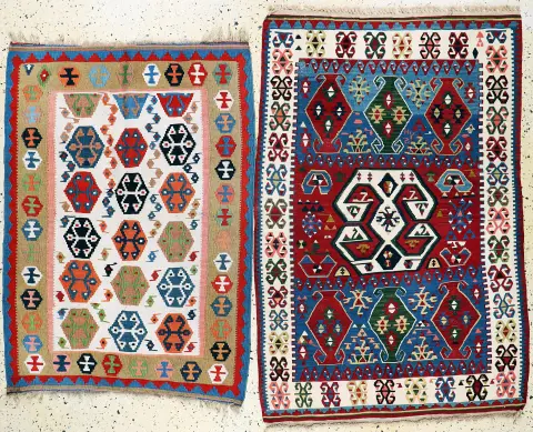 2 лота Шахсаван келим, Персия, конец 20 в., шерсть на шерсти, ок. 160 x 107 см, EHZ: 2
