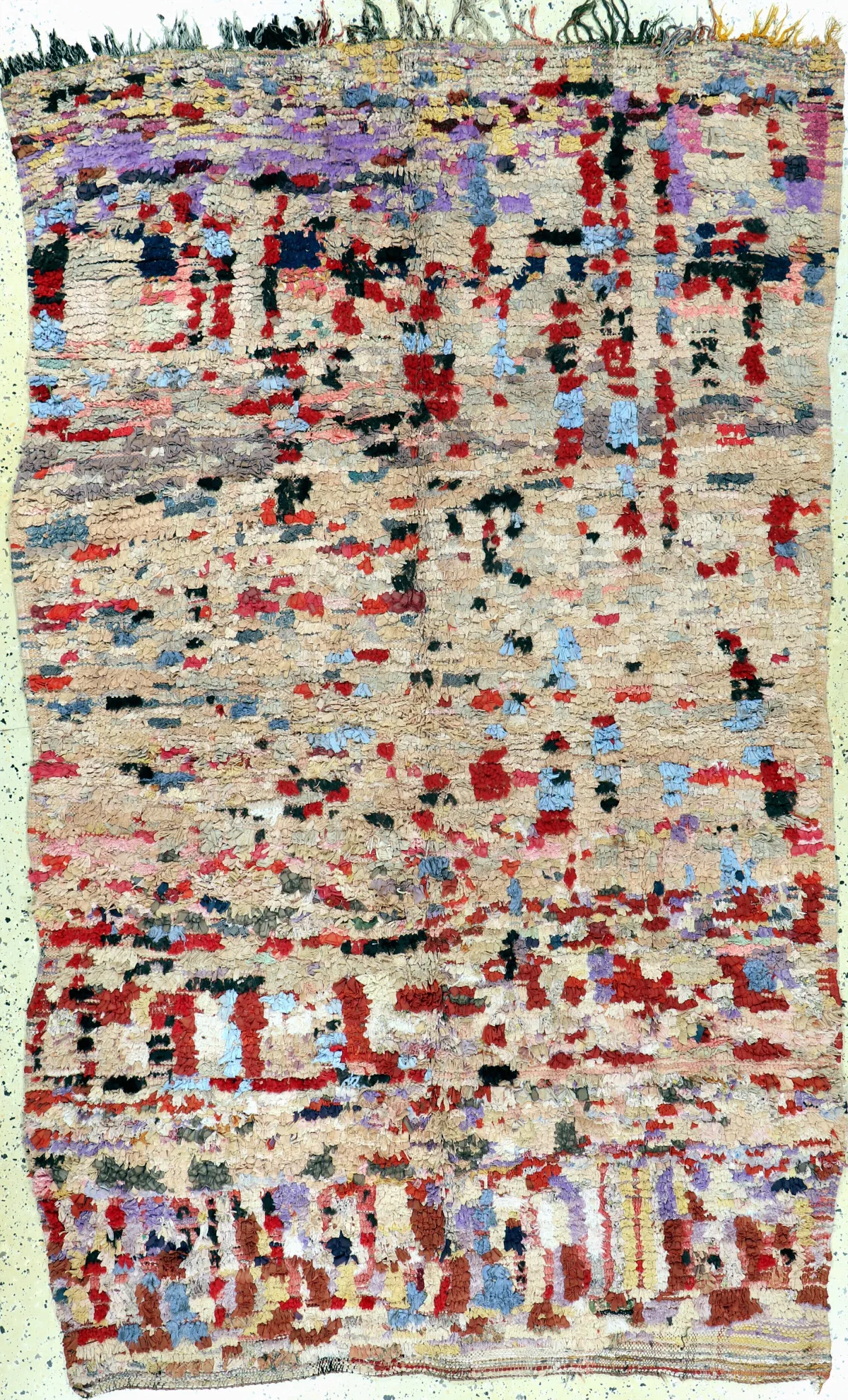 Old Morocco, mid-20th c., fabric remnants knotted on cotton, approx. 245 x 150 cm, EHZ: 2