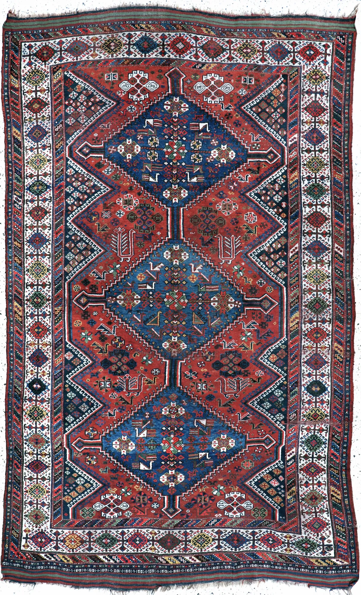 Khamseh antique, Persia, 19th century, wool on wool, approx. 313 x 190 cm, EHZ: 3-4