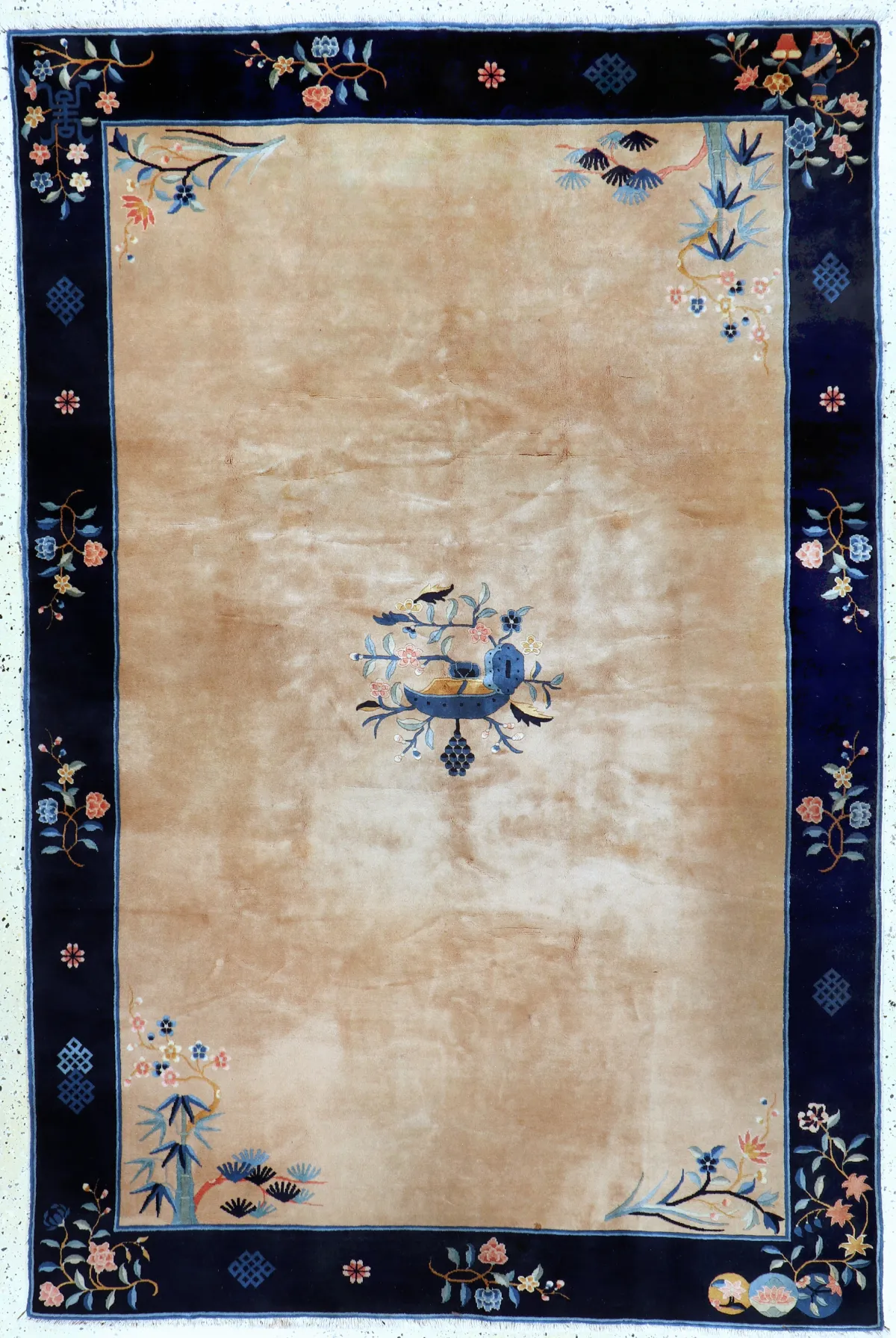 Old Peking, China, early 20th c., wool on cotton, approx. 293 x 193 cm,
