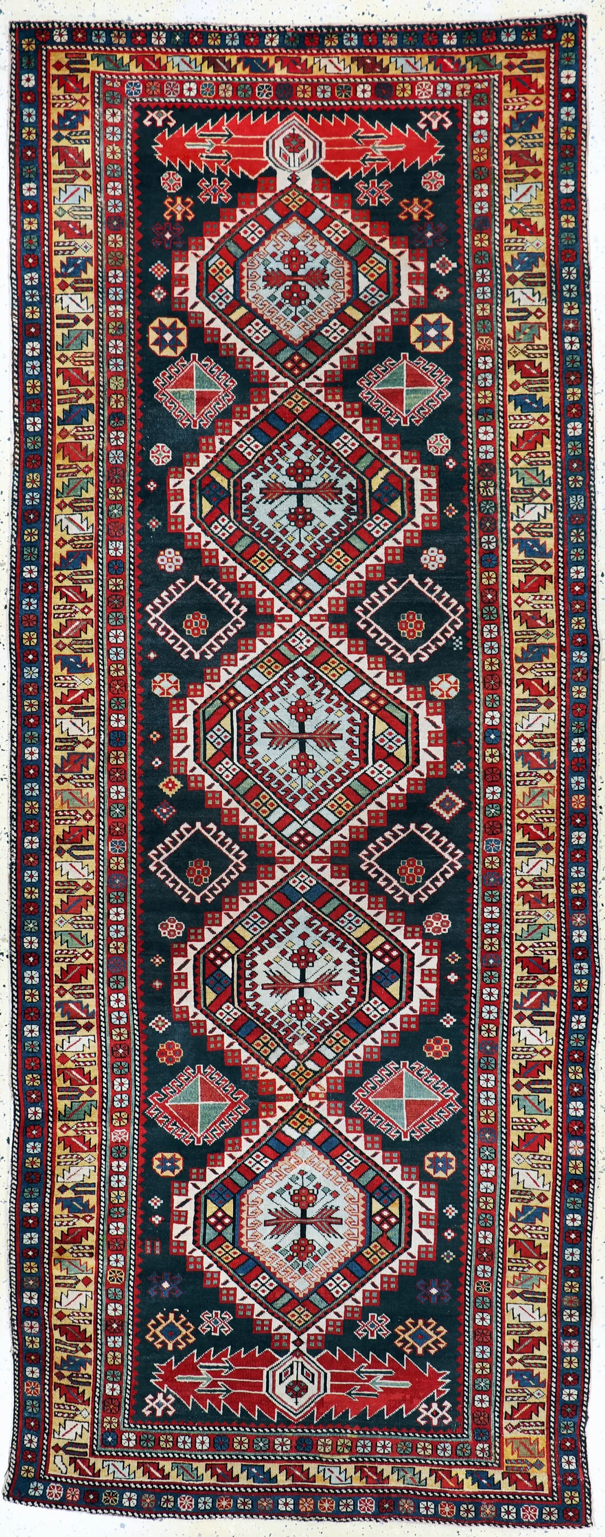 "Shulaver" Kazak antique, Caucasus, 19th century, wool on wool, approx. 325 x 127 cm, EHZ: 2-3,