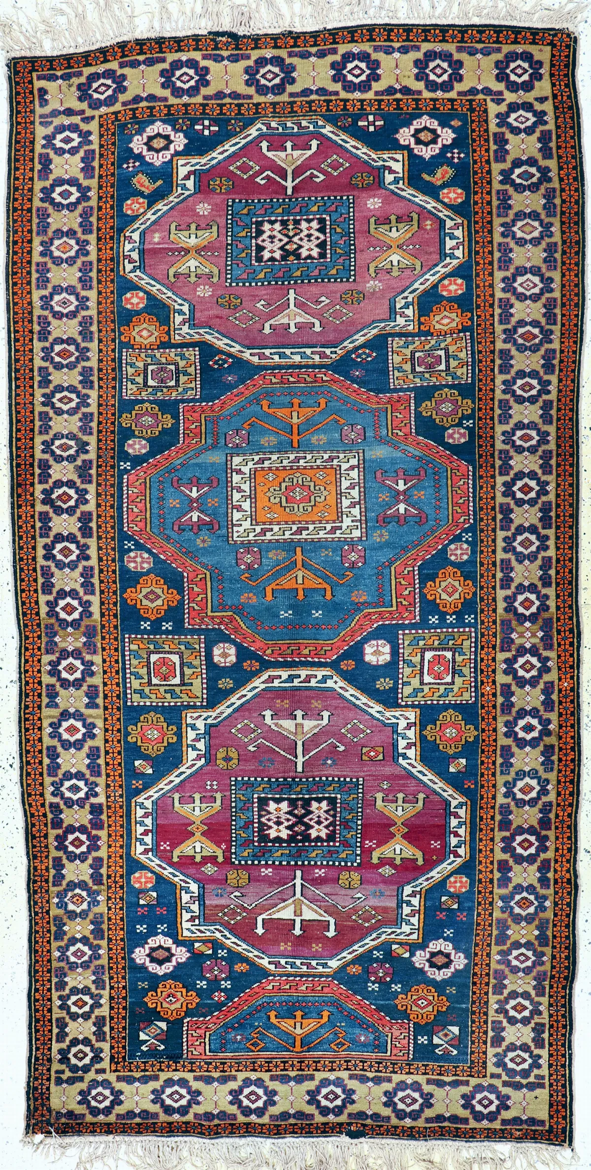 Kazak antique, Caucasus, around 1900, wool on wool, approx. 330 x 170 cm, moth damage, EHZ: 4