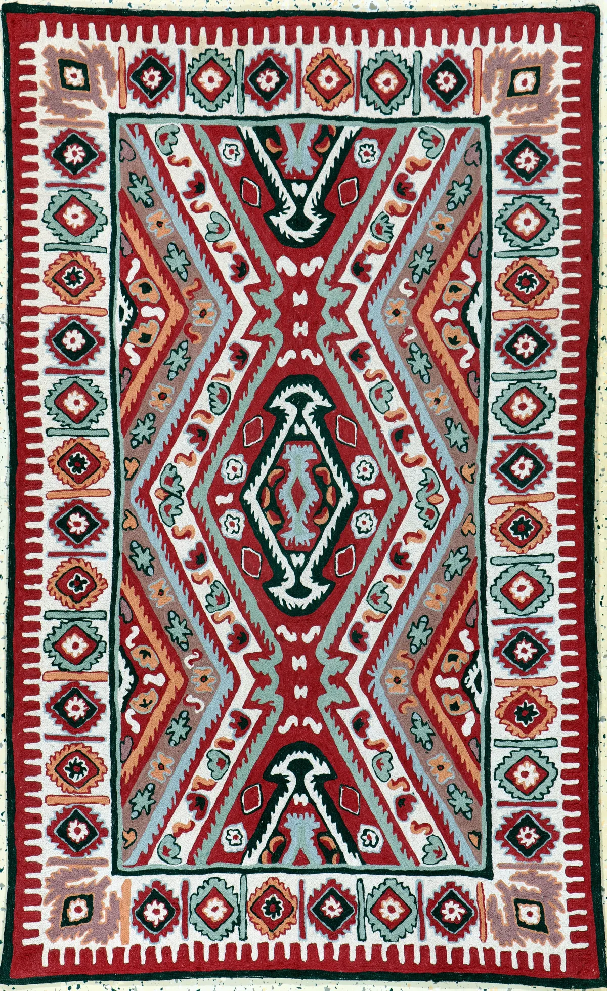 Broderie, Inde, fin 20e s., laine sur coton, env. 144 x 89 cm, EHZ : 1-2