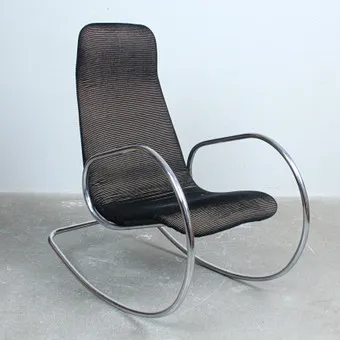 ULRICH BÖHME. Thonet, houpací křeslo / židle, model 'S826' ocel, chromováno, textil.