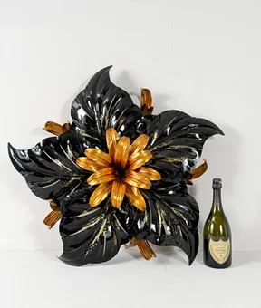 HANS KÖGL. Large floral ceiling lamp/wall lamp, Germany, 1970s.
