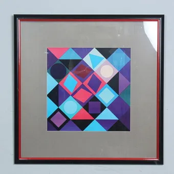 VICTOR VASARELY (1906-1997). D'APRÈS. Impression, '' Sidney Janis '', encadrée.