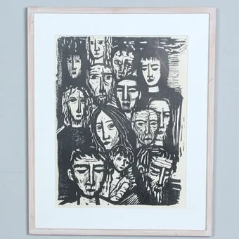 WILLI DIRX (1917-2002). Drzeworyt, '' Matthäus 11, 28 - 30 ''.