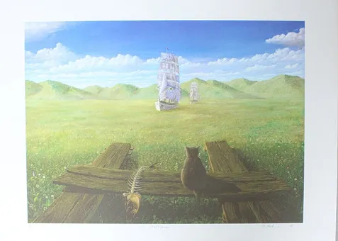 PHILIPP HECKMANN (1962). Sérigraphie, '' Cat's Dream '' limitée, 90/200, signée.