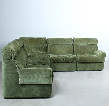 COR. 5-teilige Sitzgruppe / Modulsofa, Samt, 1970er, Deutschland (5).