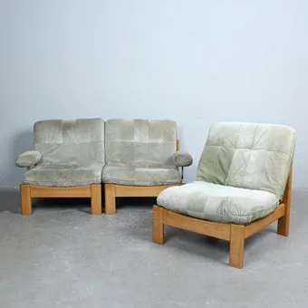 ROLF BENZ. 3-piece modular sofa, suede, 1970s, Germany (2).