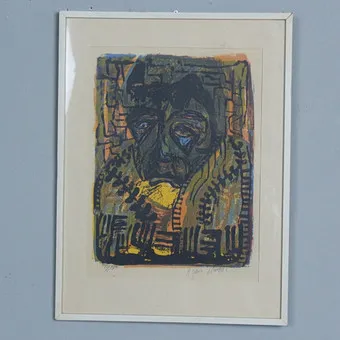 AZARIA MBATHA (1941-2018). Colour screenprint, ''Untitled'', limited, 19/60, signed.