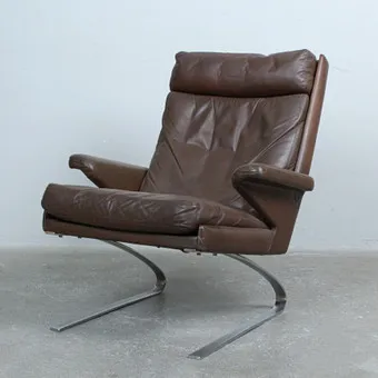 REINHOLD ADOLF & HANS-JÜRGEN SCHRÄPFER. for COR, Swing Lounge Chair / Armchair, leather, Germany, 1970s.