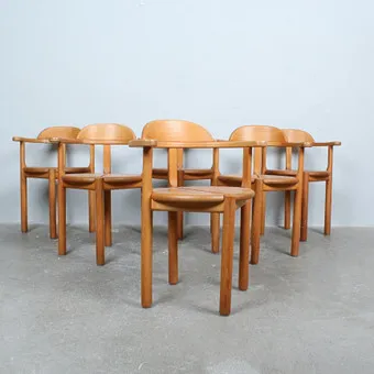 ERWIN BERGHAMMER。Erwin Berghammer 为 Team 7 设计的 6 把椅子/餐椅，1980 年代。