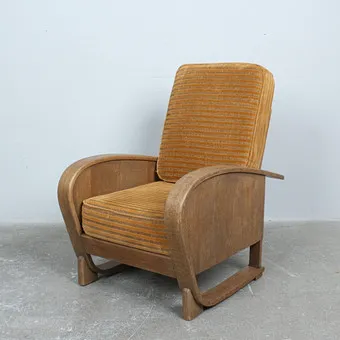 Art deco křeslo kolem 1930, dřevo, textil.