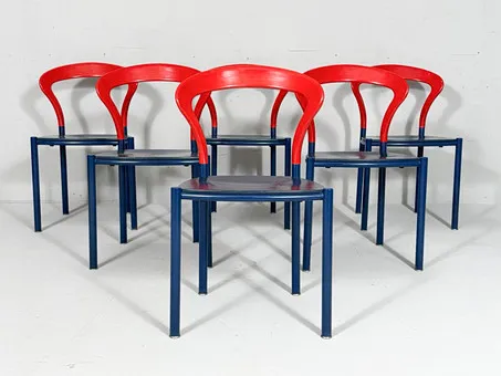HARTMUT LOHMEYER. pour Kusch+Co, ensemble de 6 chaises / chaises Lotus, Allemagne, années 1980.