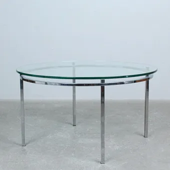 Ronde salontafel, verchroomd staal, glas, Duitsland, jaren 1970.