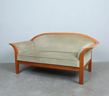 Sofa im Art Deco Stil, Holz, Stoff, Deutschland.