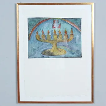 UNBEKANNTER KÜNSTLER. Farblithographie, '' Und sieben lodernde Fackeln brannten vor dem Thron '' , E.A, ll / VII.