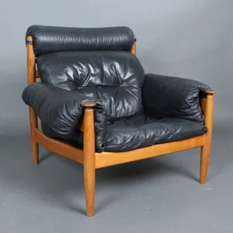 ERIC MERTHEN. Ire Møbler, Lounge Sessel, Eiche, Leder, 1960er Jahre, Schweden.