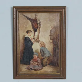 Olej na płótnie, '' Die Kritiker '' według projektu Henriette Browne.