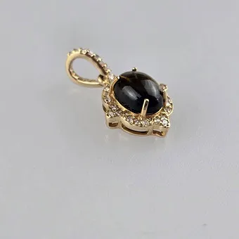 Turmalin / Diamant-Anhänger - Gelbgold (14 K), 1,32.