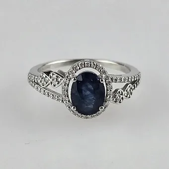 Bague saphir / diamant - platine 950, 1,66 ct.