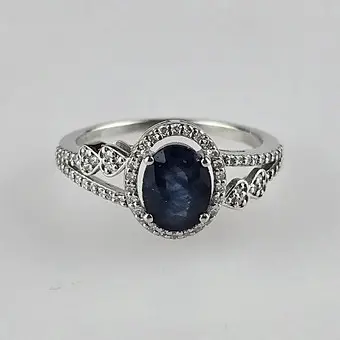Bague saphir / diamant - platine 950, 1,66 ct.