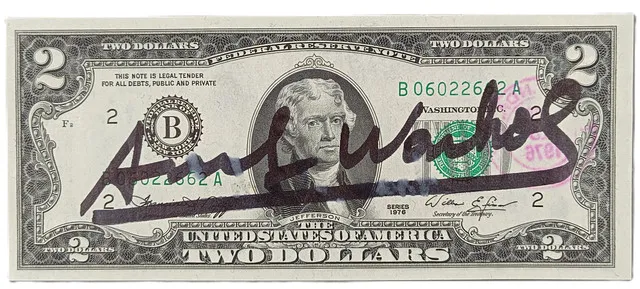 WARHOL, ANDY. PODLE. „Two Dollar Bill“ s podpisem, 1976.