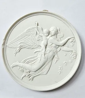 Medalion ścienny z porcelany biscuit B & G.