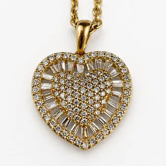 DIAMOND heart pendant with chain - pendant yellow gold 585/000.