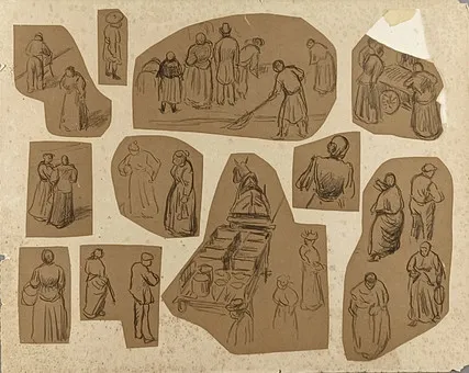 LUCE, MAXIMILIEN. Studienblatt, Kreide auf braunem Papier.
