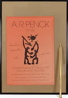 PENCK, A.R. Objet d'art et affiche signée pour l'exposition.