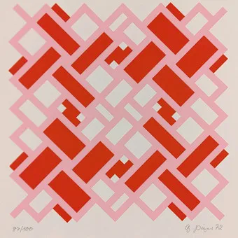 UNKNOWN ARTIST. Geometric composition in red and pink, 1972.