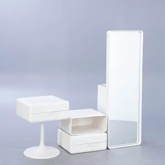 4-piece hallway set: mirror, top chest, tulip-foot table, Germany 1970s (4).