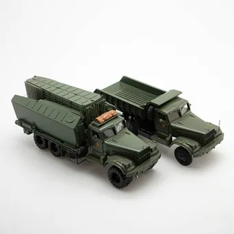 Две модели, KRAZ 255, PMP береговой понтон NVA и KRASZ 256B Wismut самосвал ГДР грузовик (2) KRAZ 256B Wismut самосвал ГДР грузовик.
