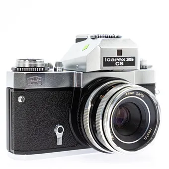 Zeiss Ikon Icarex 35 CS, 35mm spiegelreflexcamera (SN 17158) met Carl Zeiss Tessar 1:2,8/50mm objectief (SN 7058704).