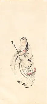 LI JIE (李洁). Dieu de la longévité (Shoulao) avec un garçon, Chine, période républicaine, début du 20e s.
