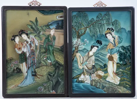 Zwei Hinterglasbilder, China, 20. Jh. (2).