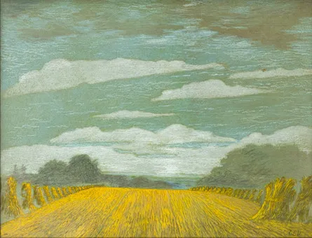 CARL EMIL UPHOFF (1885-1971). Feld mit Kornhocken.