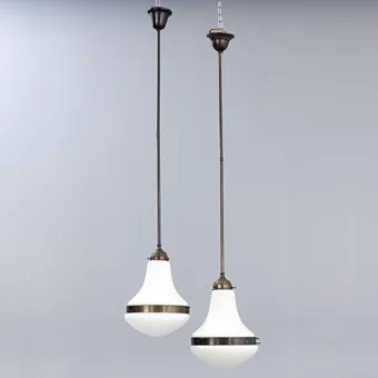 Lamptique, deux suspensions / suspensions à tige d'après le design de Peter Behrens, 21e s. (2).