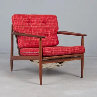 MID-CENTURY fauteuil / Lounge Chair, teakhout, wol, jaren 1960, Duitsland.
