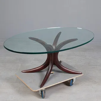 Alma, table d'appoint / Coffee Table, verre, bois, années 1960, Allemagne.