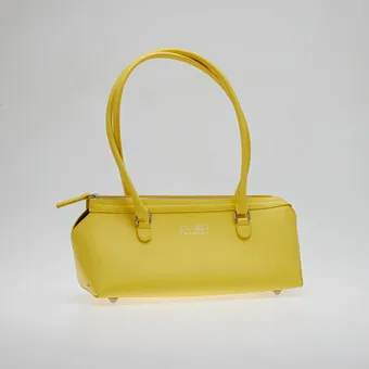 MM6 MAISON MARGIELA. Gele handtas, schoudertas / handtas, model 'Bauletto', kalfsleer, SS 2026, Frankrijk.