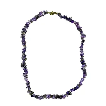 COLLIER EN ÉCLATS D'AMÉTHYSTE AVEC FERMOIR À RESSORT.