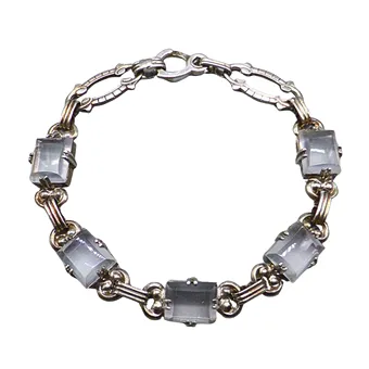 GLIEDERARMBAND AUS 835ER SILBER MIT RECHTECKIGEN STEINEN.