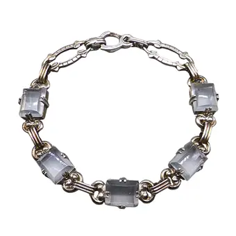 Bracelet à maillons en argent 835 avec pierres rectangulaires.