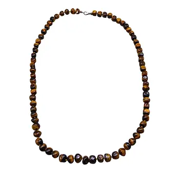 Collier œil-de-tigre avec fermoir mousqueton en argent 925.