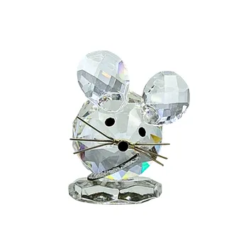 SWAROVSKI KRISTALLFIGUR EINER MAUS MIT SCHWARZEN AUGEN.