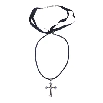 Collier avec pendentif croix en argent 925 et zircons.